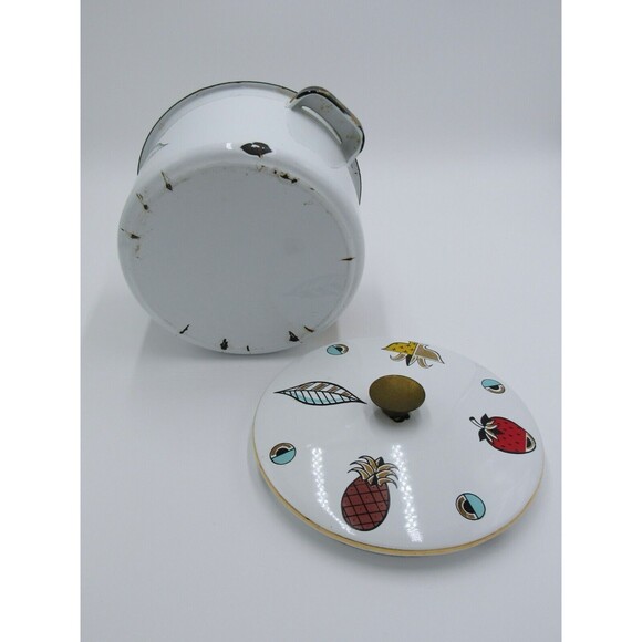 VTG MCM 2 qt Sauce Pot Georges Briard Ambrosia Pineapple Enamelware 60s Retro - Picture 16 of 16